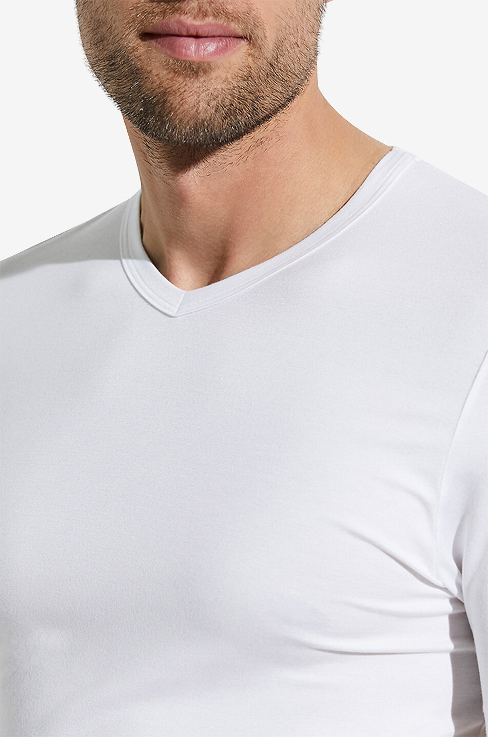 ZIMMERLI T-shirt col V 700 Pureness Homme BLANC 3