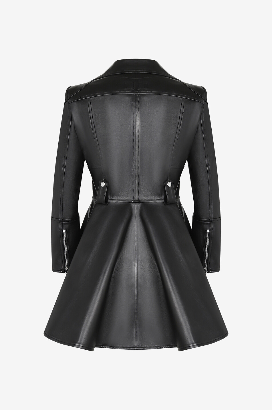 ALEXANDER McQUEEN Perfecto en cuir nappa à basque Femme NOIR 2