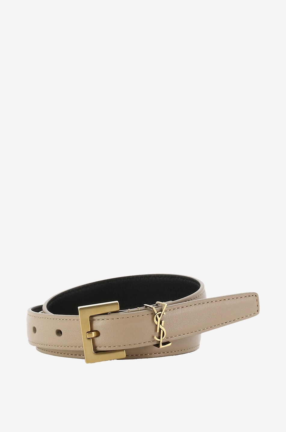 Ceinture fine monogrammee en cuir Cassandre 2 cm