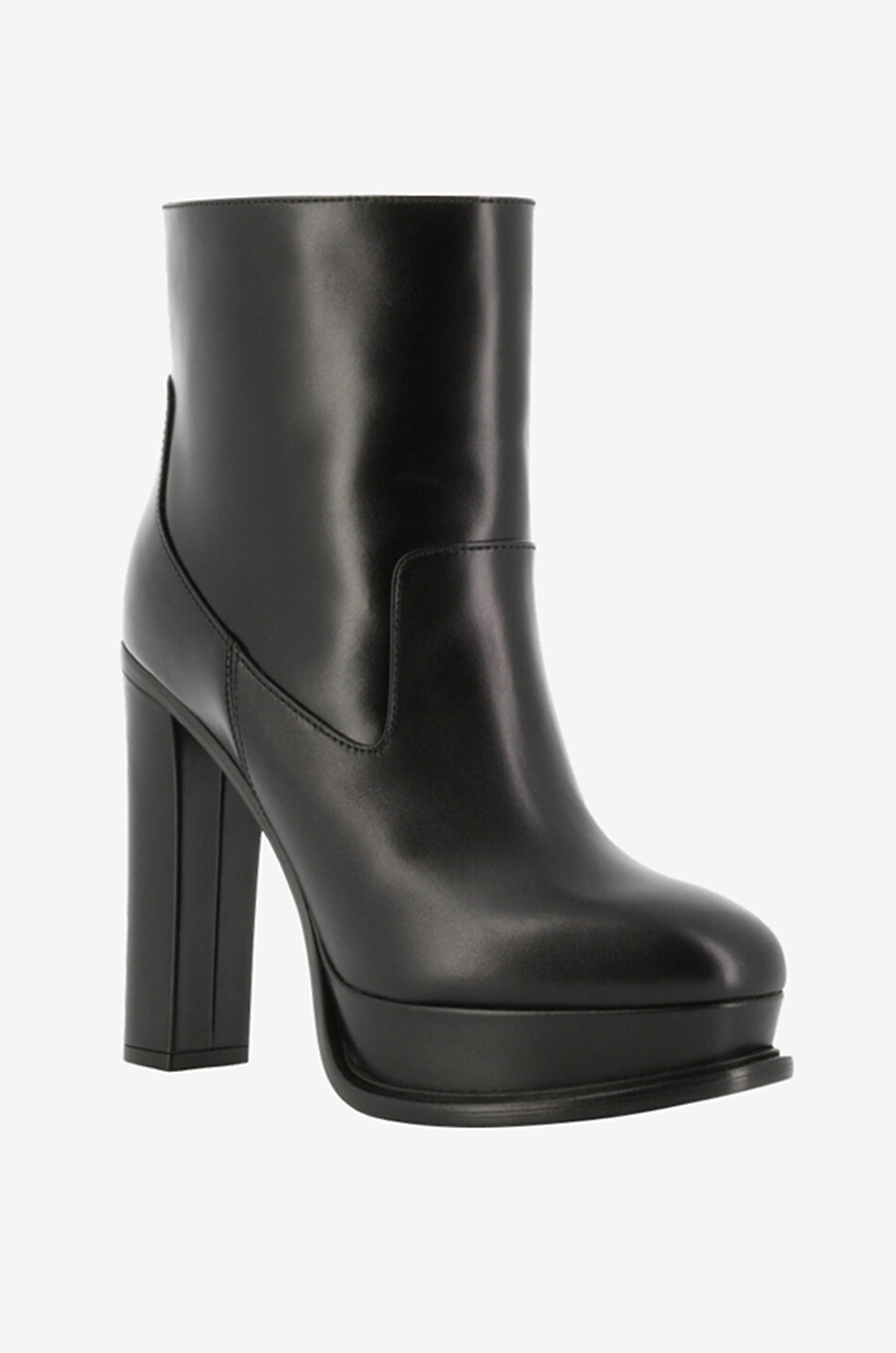 ALEXANDER McQUEEN Plateau-Stiefeletten aus Glattleder mit Absatz 80 Damen SCHWARZ 1