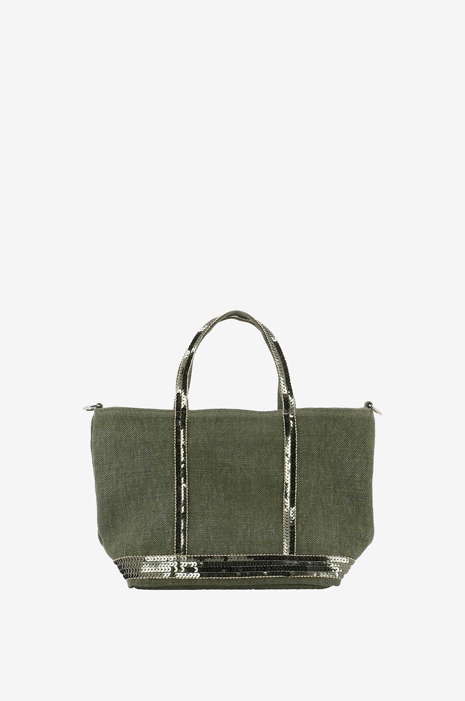 Mini linen canvas tote bag with sequins