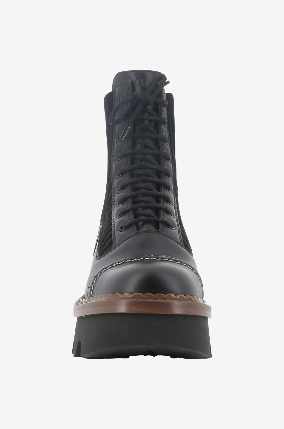 Bottines en cuir et maille côtelée Owena 50