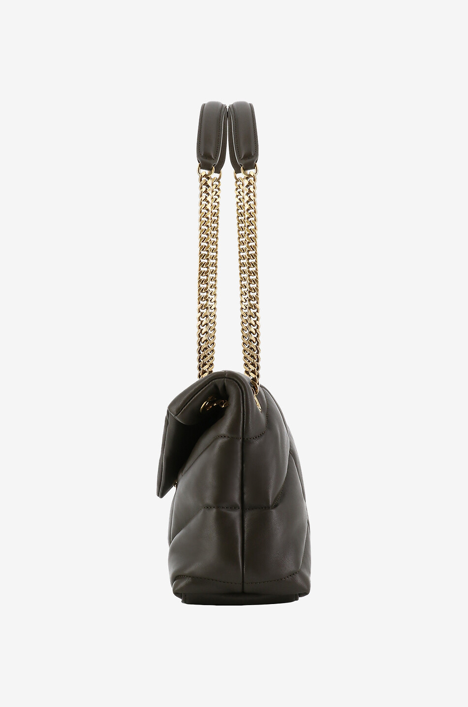 SAINT LAURENT PARIS Puffer Small quilted lambskin shoulder bag Women KHAKI 4