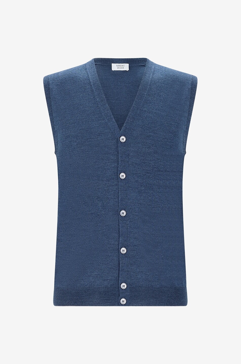 Knit veston in wool and silk with V-neck