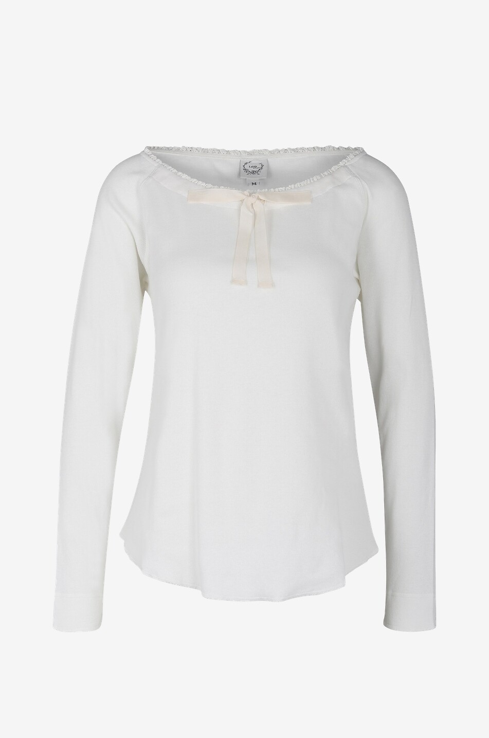LALIDE A PARIS Top à manches longues en dentelle à ruban Femme BLANC 1