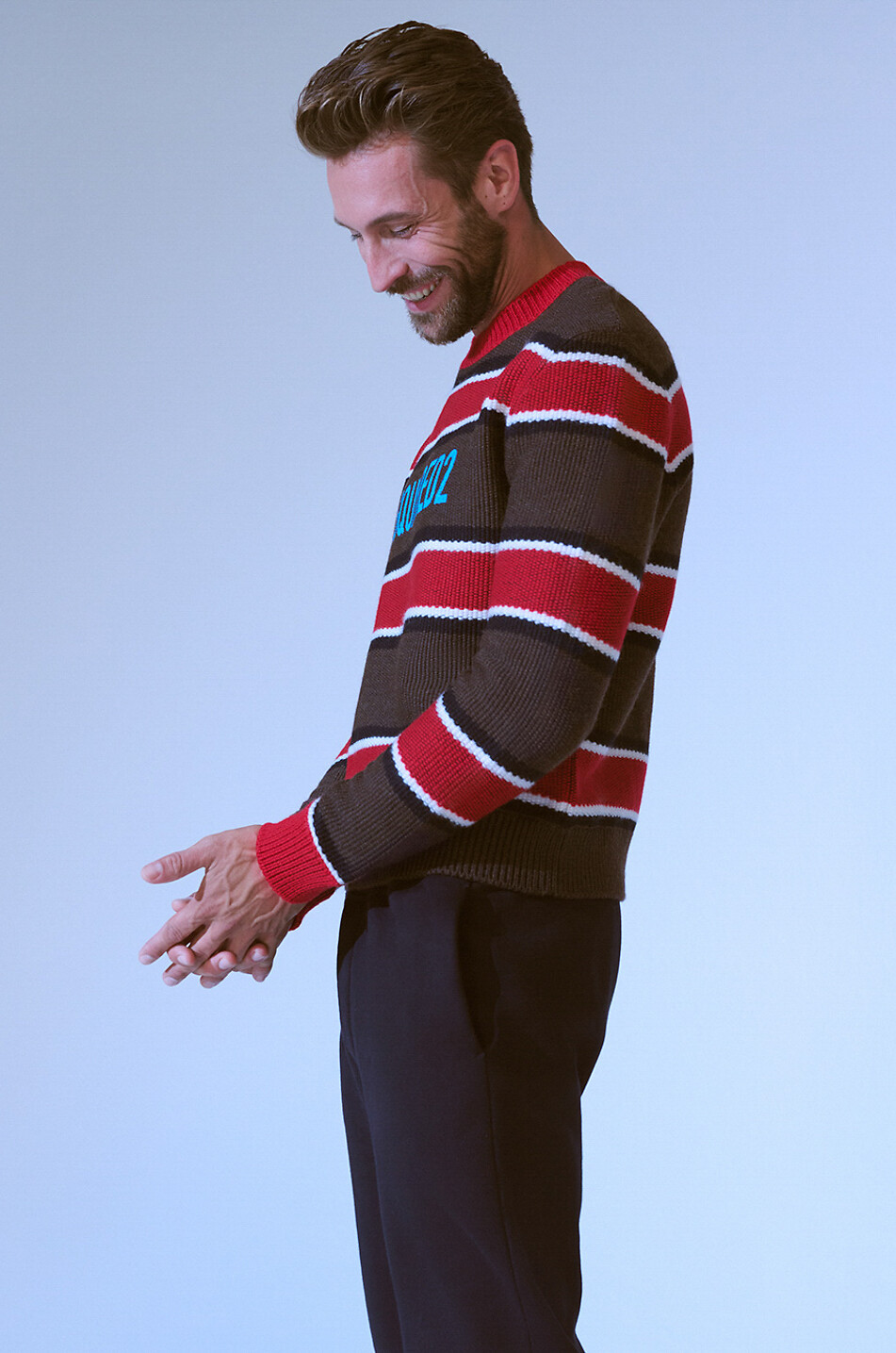 Pullover mit Rundhalsausschnitt aus Schurwolle Dsquared2 Stripe