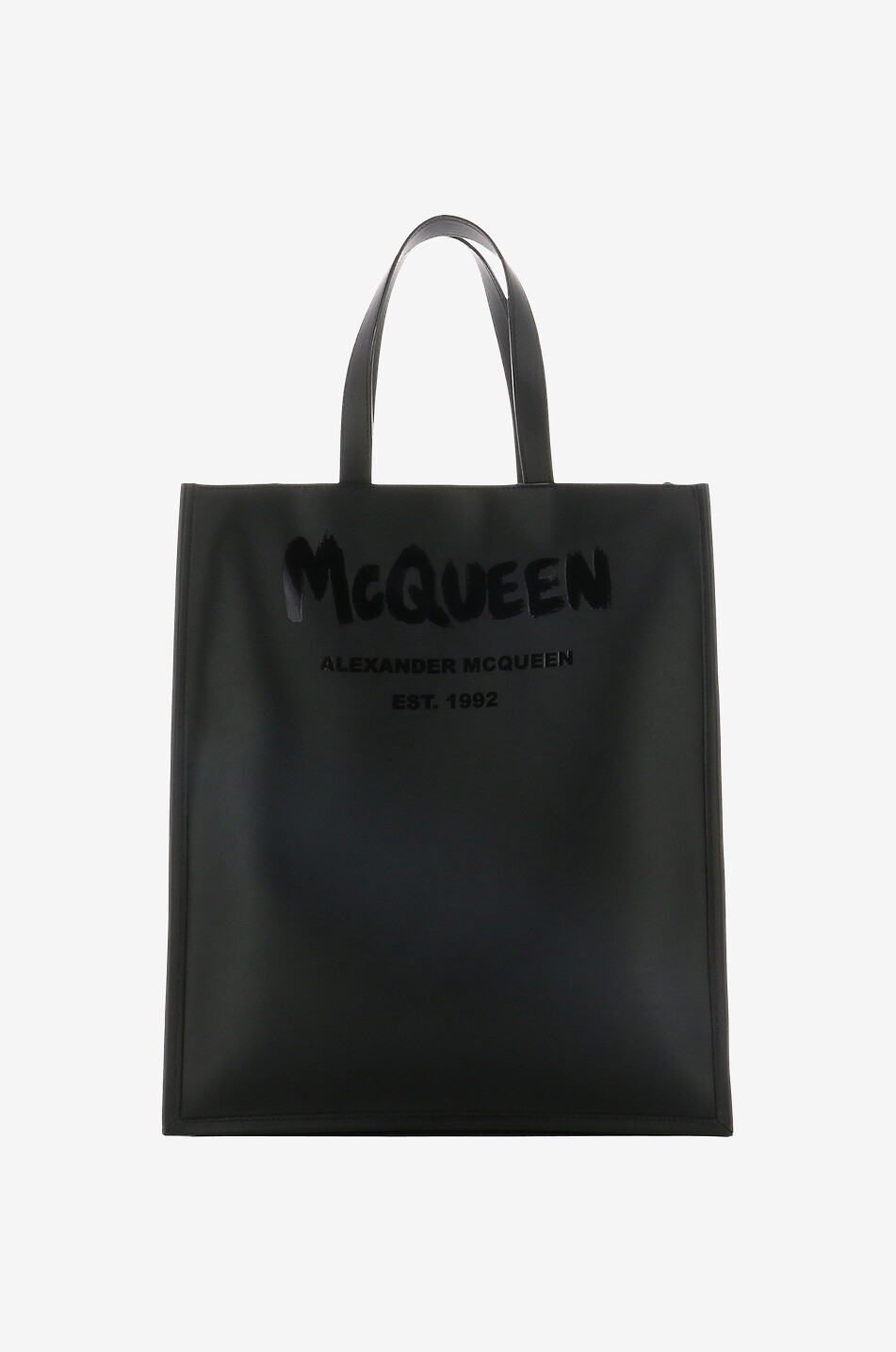 ALEXANDER McQUEEN Sac cabas en cuir imprimé McQueen Graffiti Edge N/S Homme NOIR 1