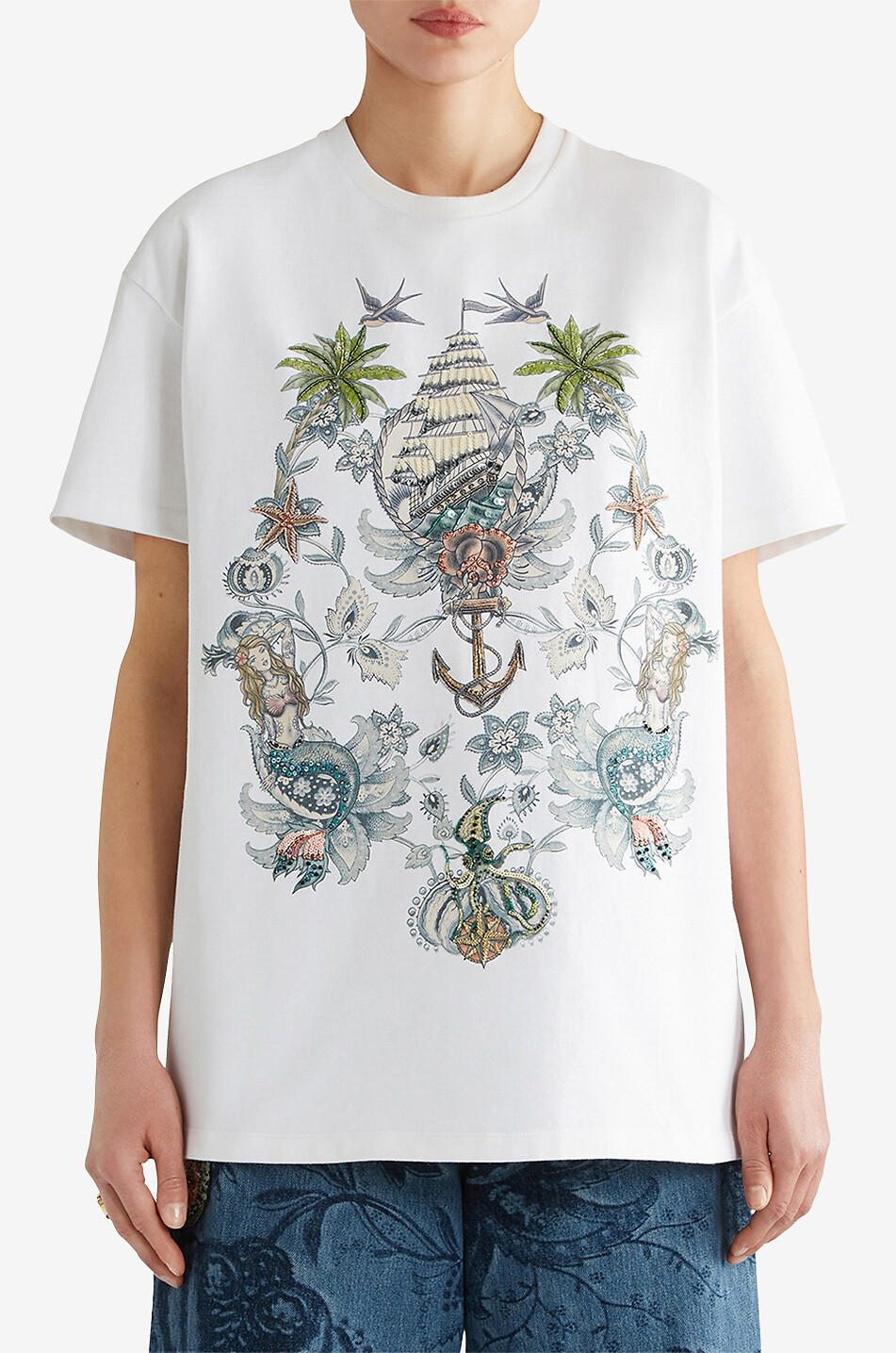 ETRO Oversize-T-Shirt mit Stickereien und Prints Tattoo Damen WEISS 3