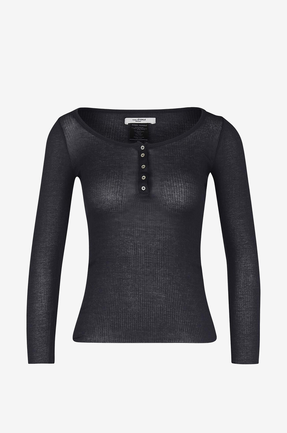 MARANT ETOILE Lamylic long-sleeved rib knit henley T-shirt Women DARK BLUE 1