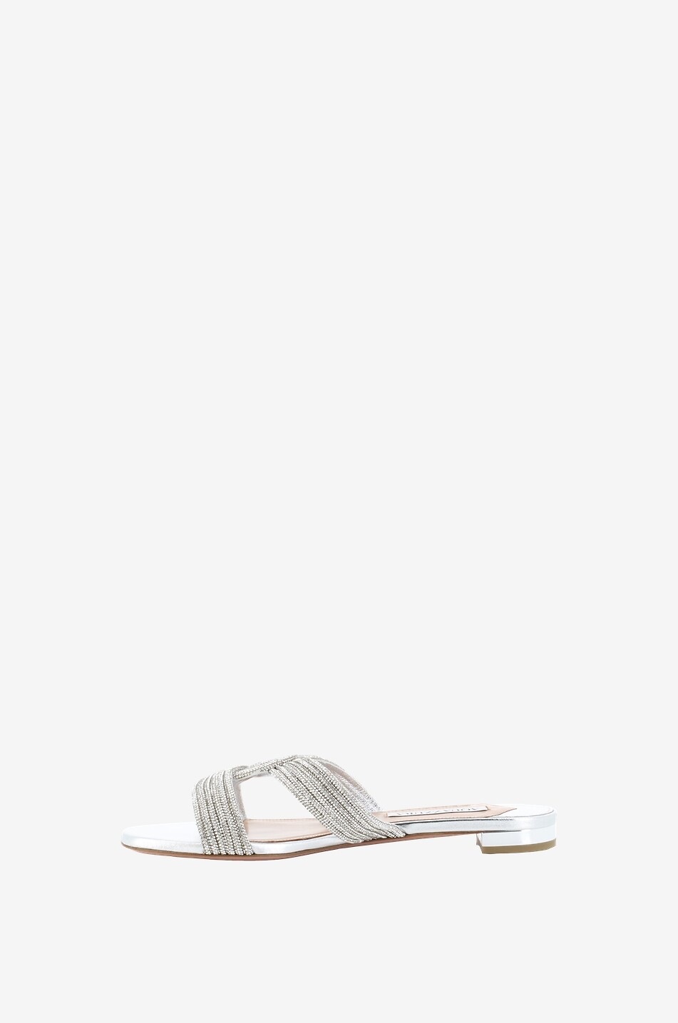 AQUAZZURA Gatsby 10 nappa leather and crystal flat mules Women SILVER 3