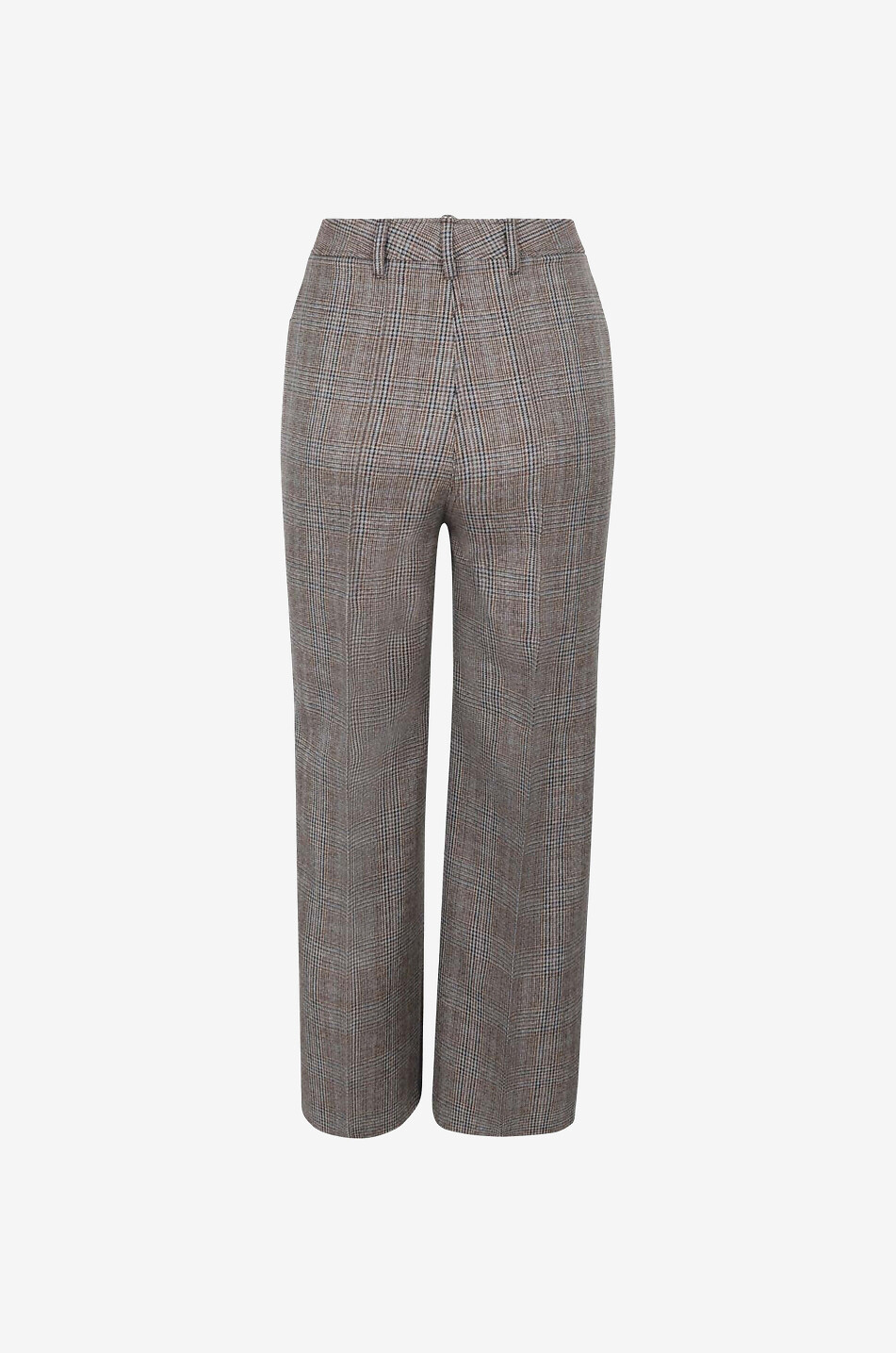BARBARA BUI Pantalon droit 7/8 en laine à carreaux prince-de-galles Femme MARRON 2