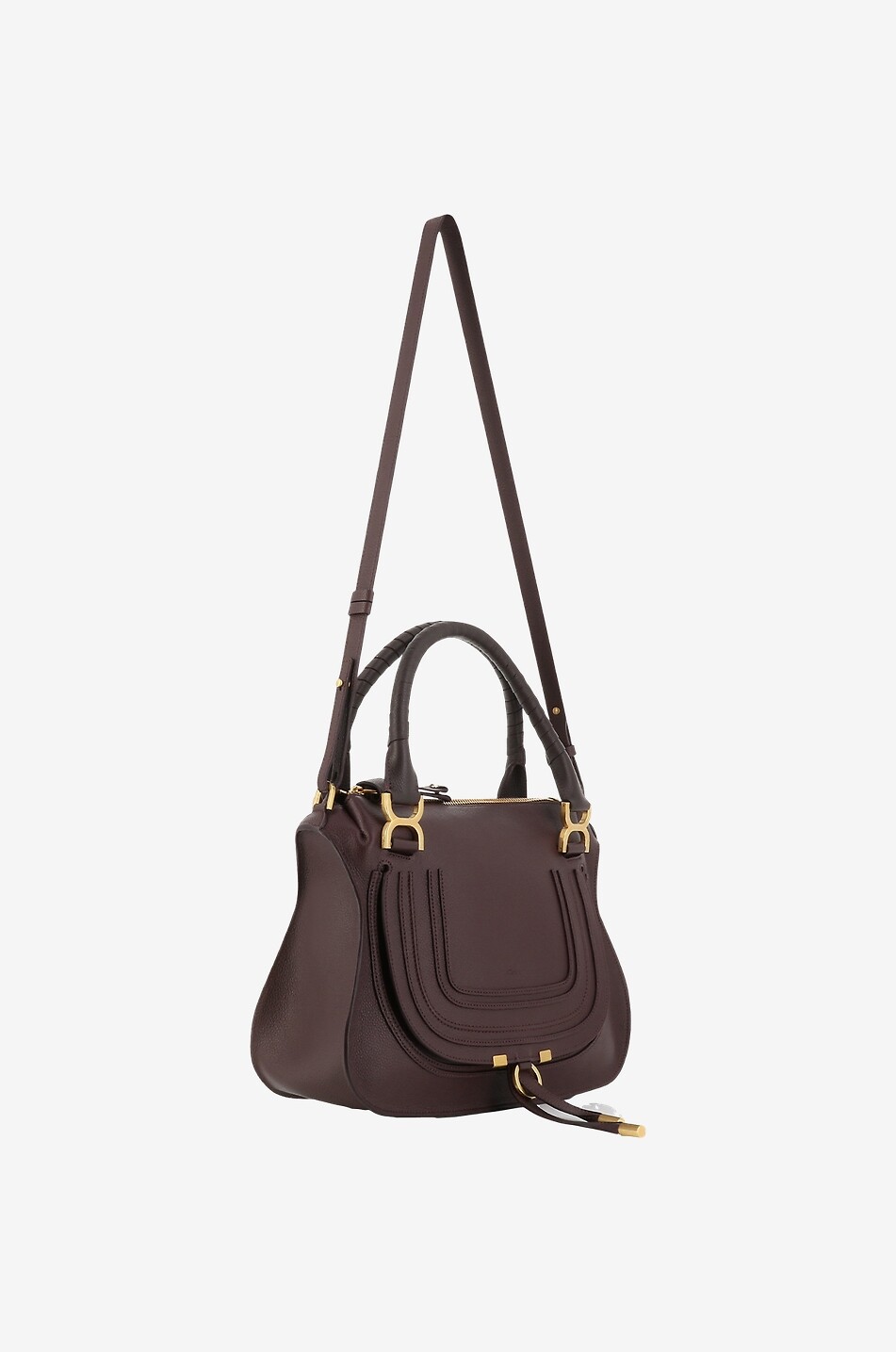 CHLOE Marcie Medium double carry grained leather bag Women PURPLE 5