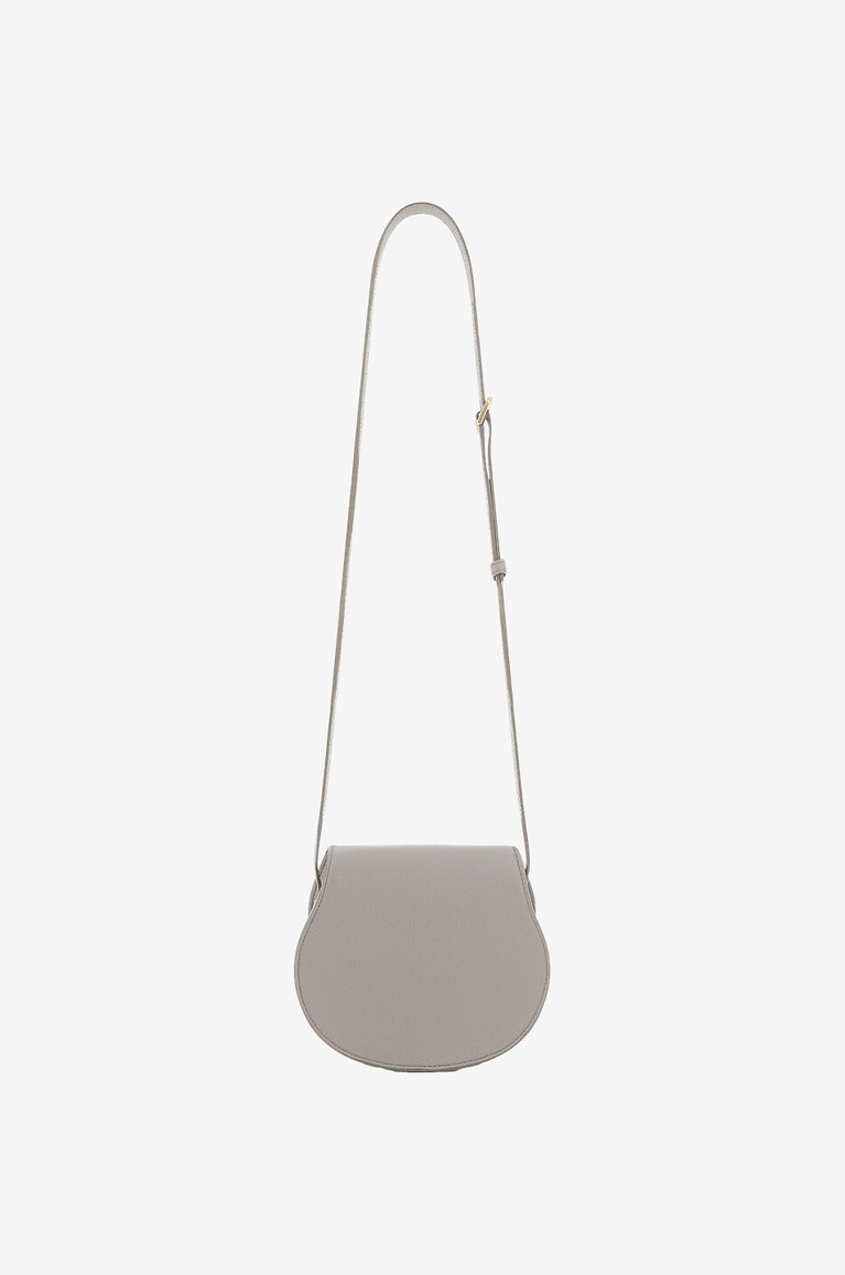 CHLOE Sac porté épaule en cuir grainé Marcie Small Femme GRIS 3