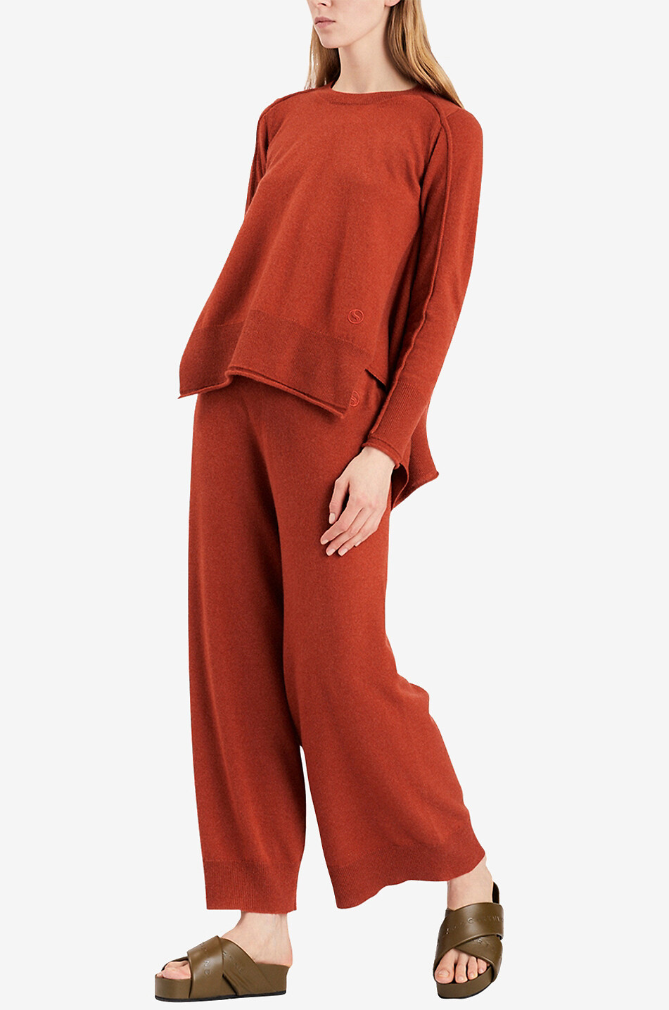 STELLA McCARTNEY Pantalon large raccourci en maille Cashmere Wardrobe Femme ROUGE 5