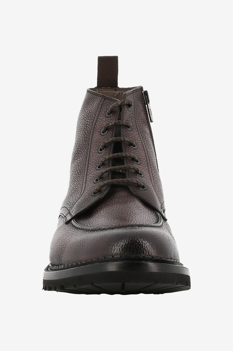 BARRETT Lined grained leather lace-up ankle boots Men DARK BROWN 2