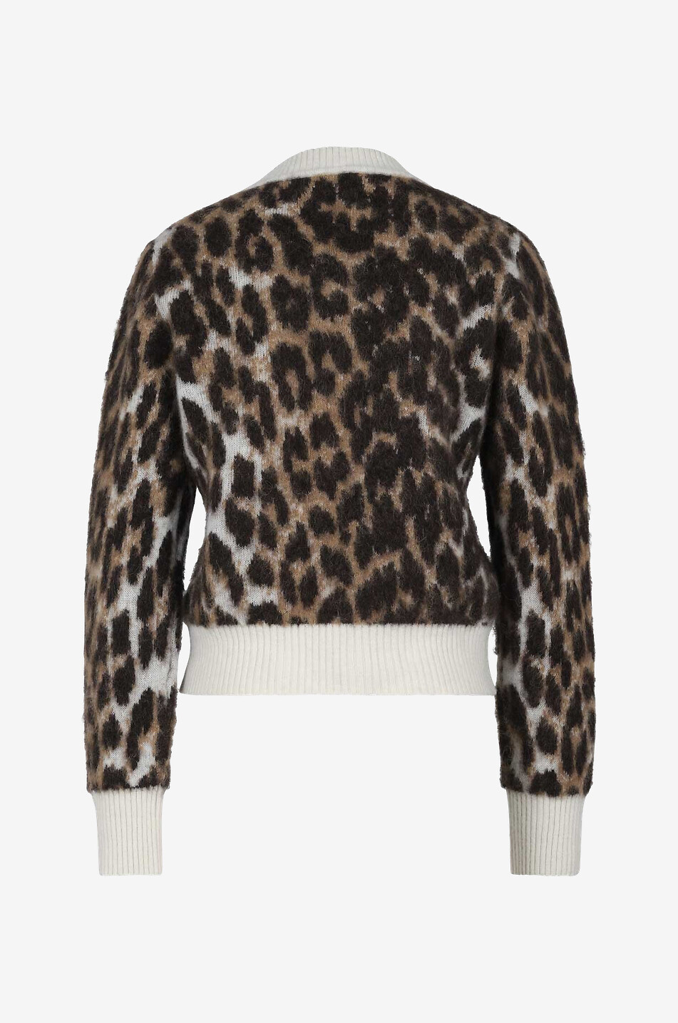 Leopard patterned fluffy jacquard jumper