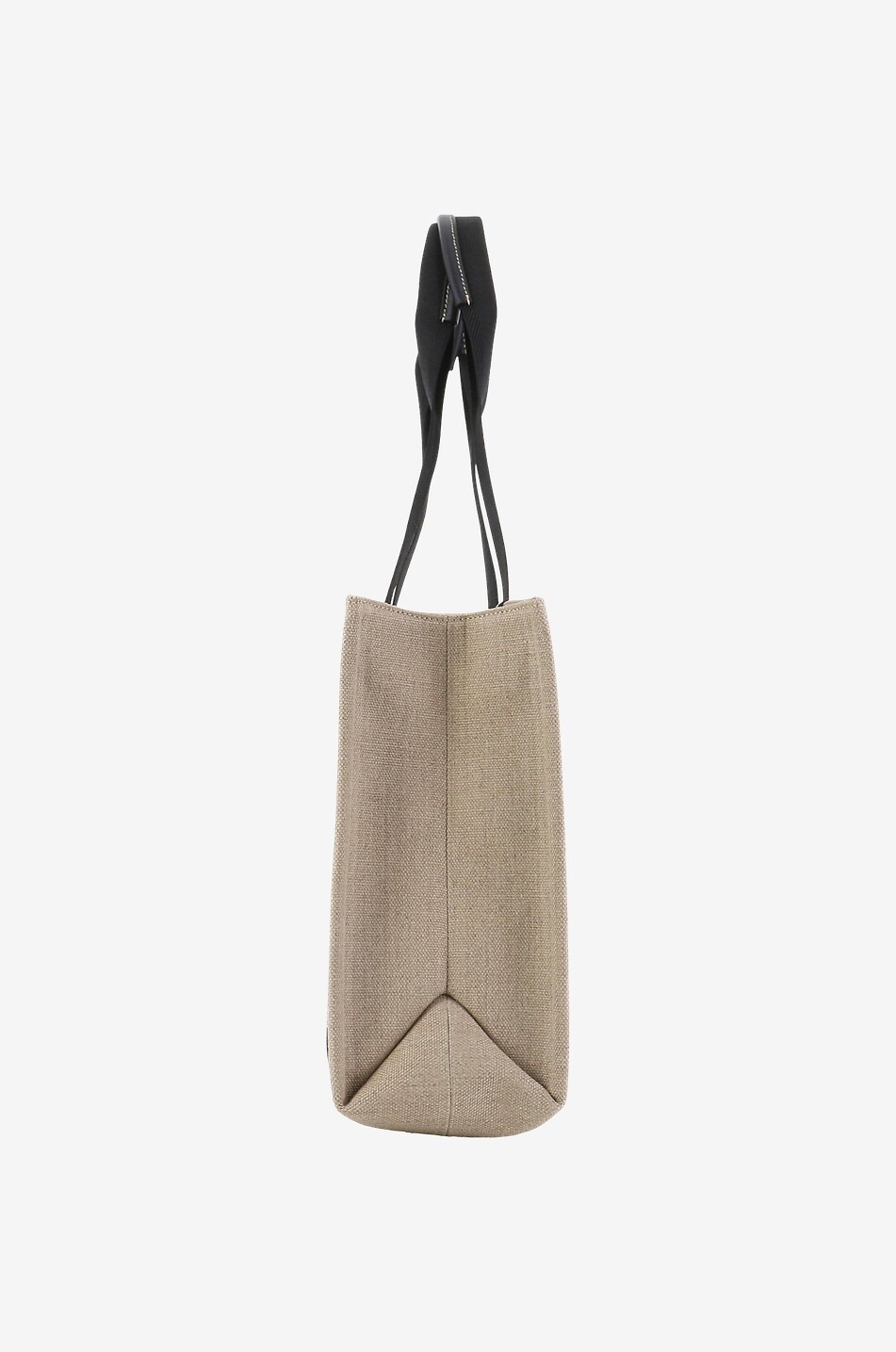 CHLOE Woody Medium linen and leather tote bag Women BLACK 4