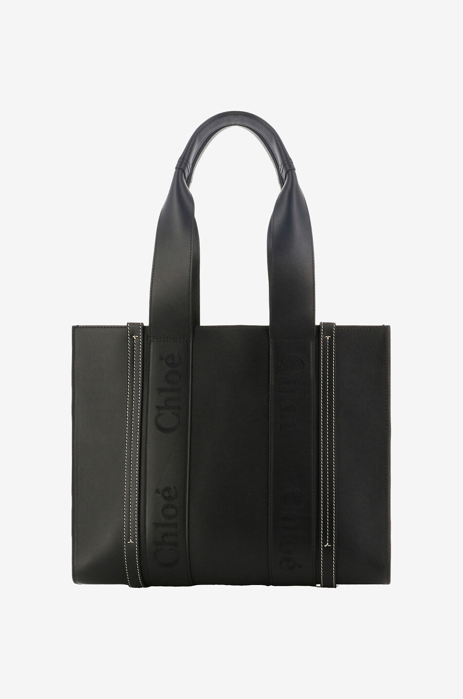 Shopper aus besticktem Glattleder Woody Medium