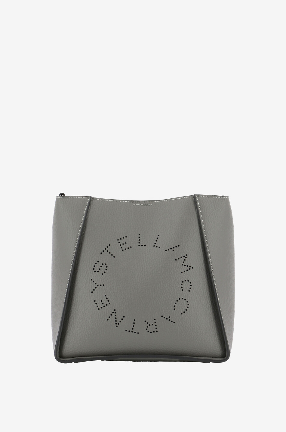 STELLA McCARTNEY Stella Logo Mini grained faux leather cross body bag Women GREY 1