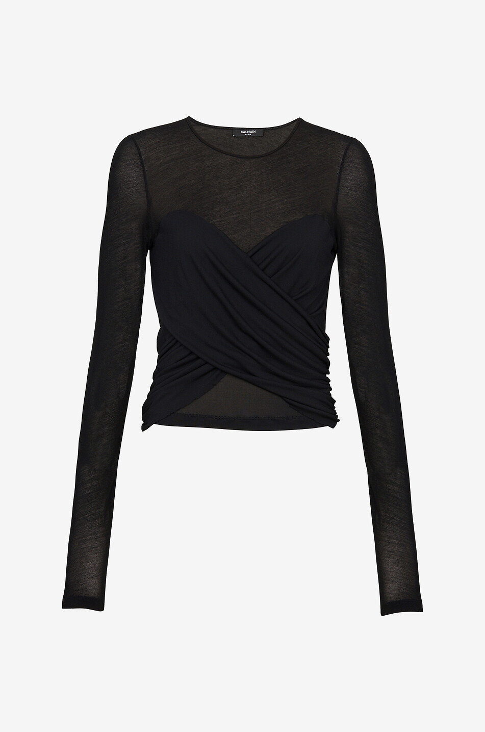 Semi-sheer top with gathers