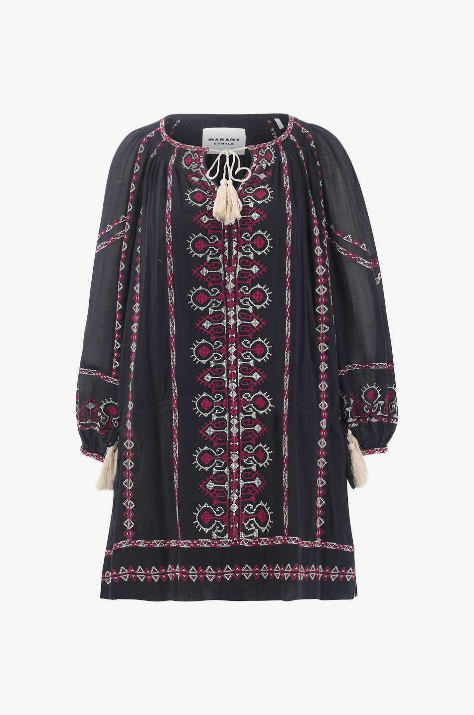 MARANT ETOILE Kurzes Tunikakleid aus Baumwolle mit Stickereien Parsley Damen SCHWARZ 1