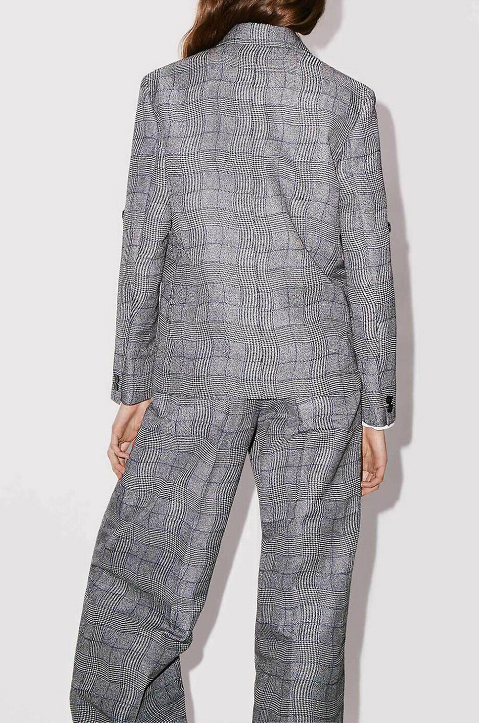 KENZO Zweireihiger Blazer Wavy Check Damen GRAU 5