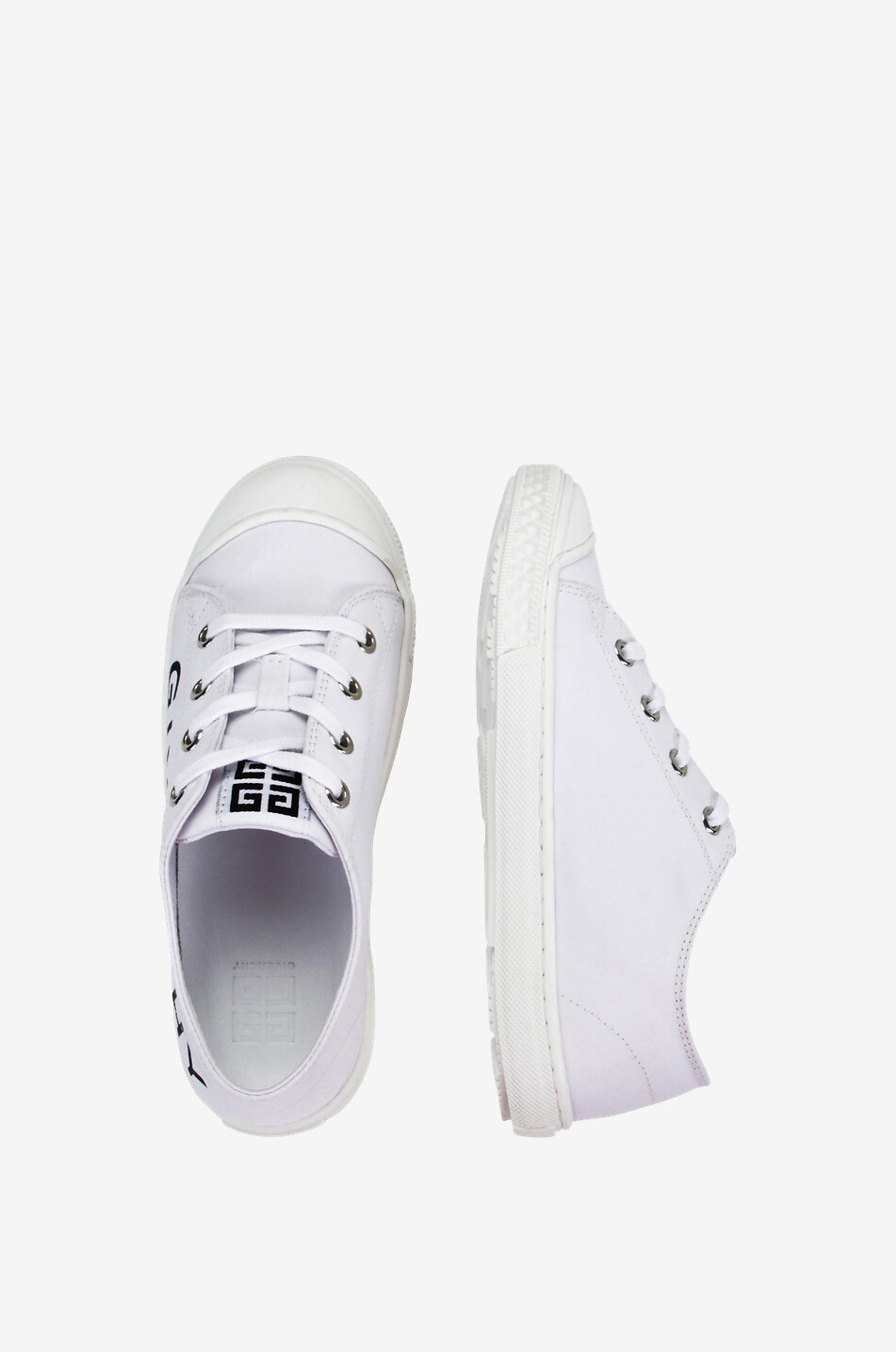 GIVENCHY Niedrige Kinder-Schnürsneakers aus Segeltuch 4G Logo Junge WEISS 6