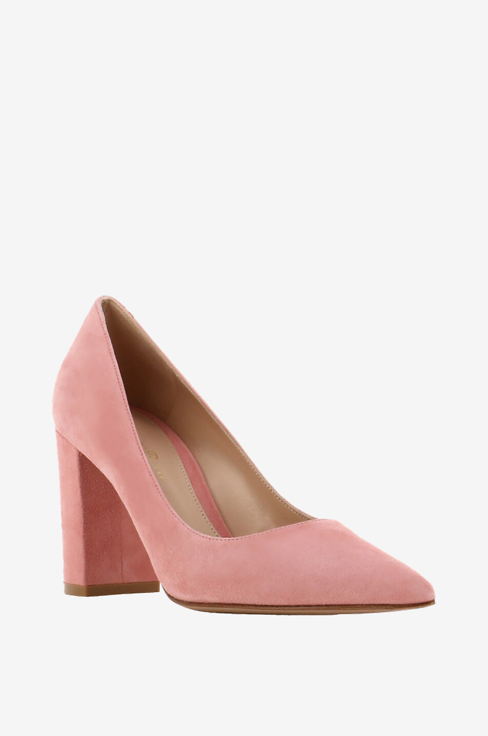 GIANVITO ROSSI Escarpins en daim à talon carré Piper 85 Femme ROSE 1