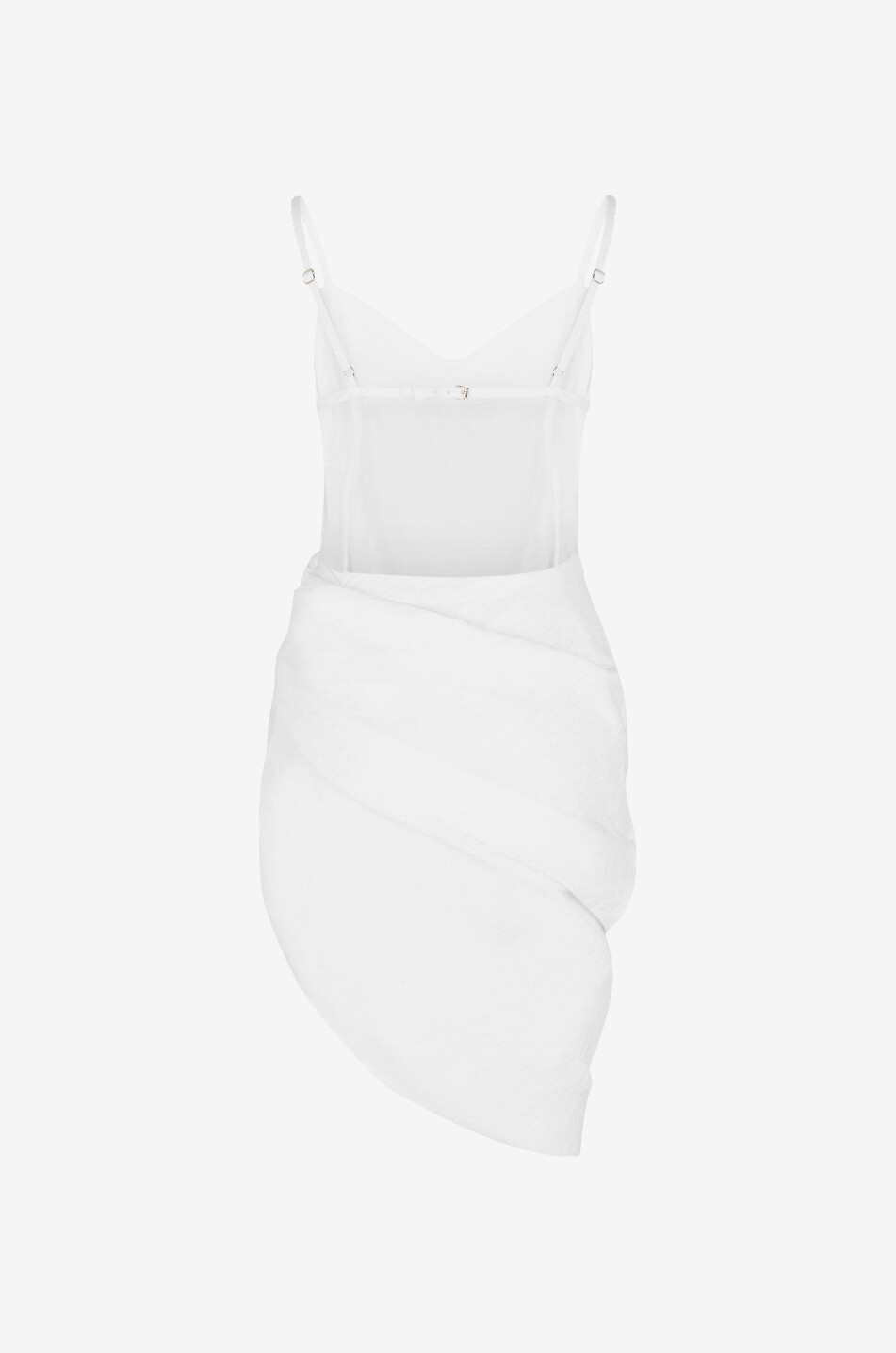 JACQUEMUS Asymmetrisches drapiertes Mini-Trägerkleid La Robe Saudade Damen WEISS 2