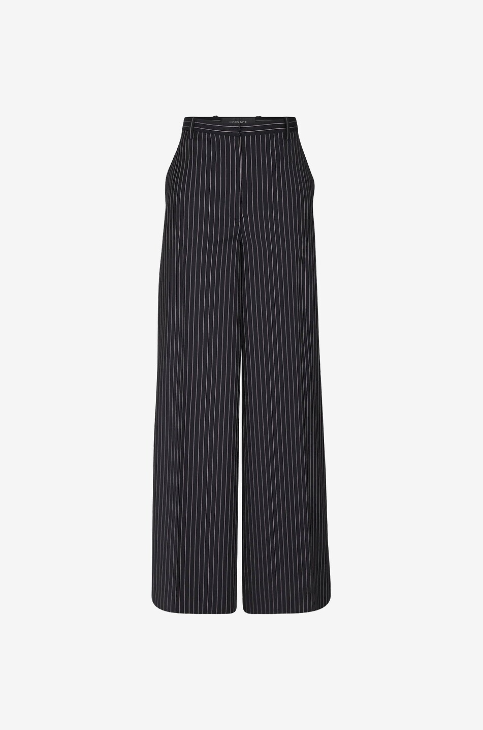 Wide-leg pinstripe trousers in wool blend