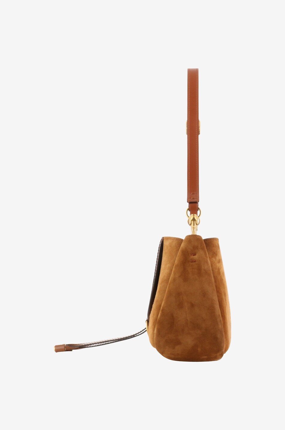 Pochette à bandoulière en daim et cuir lisse Marcie