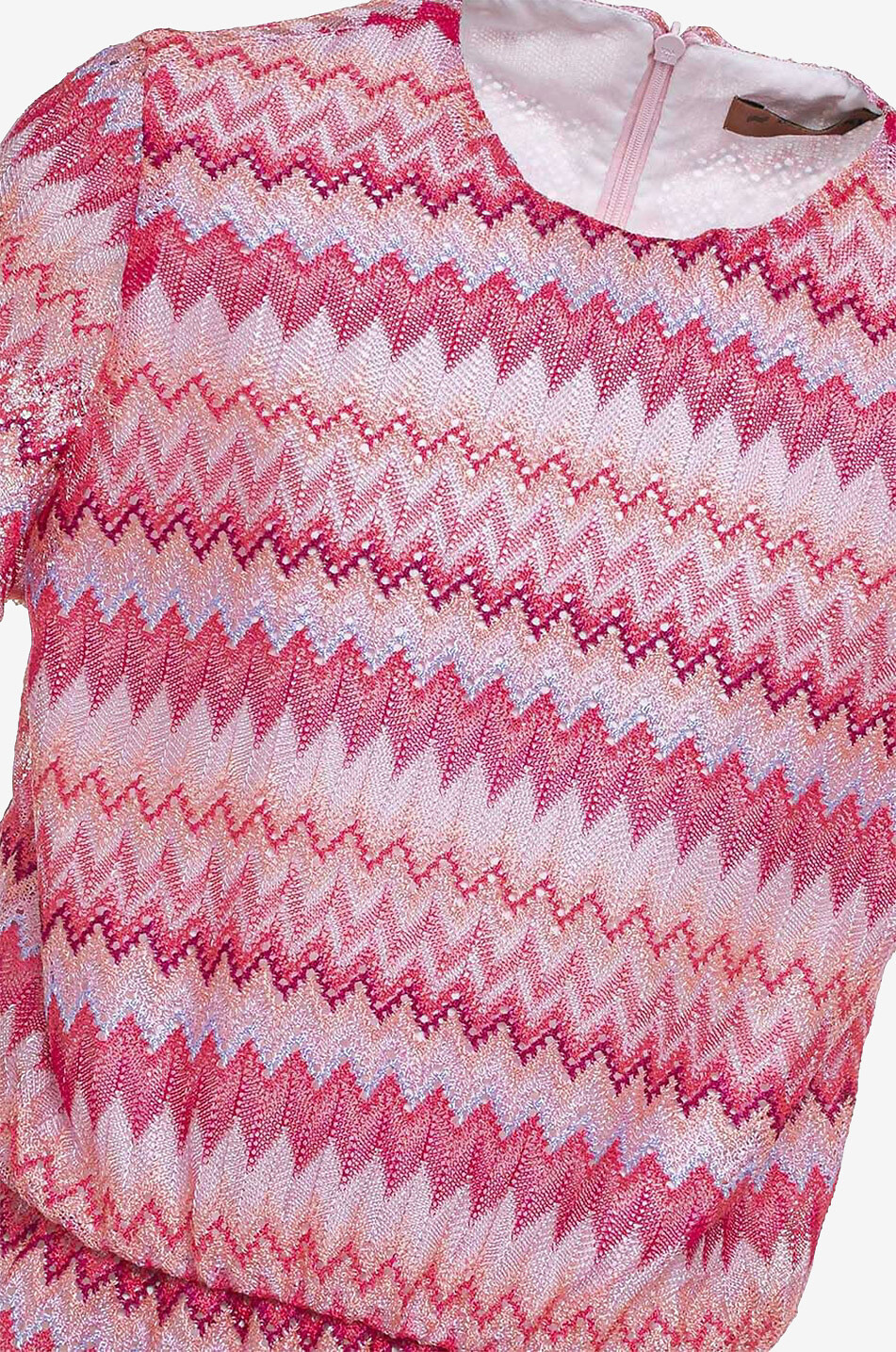 Chevron knit girl's short-sleeved jumper