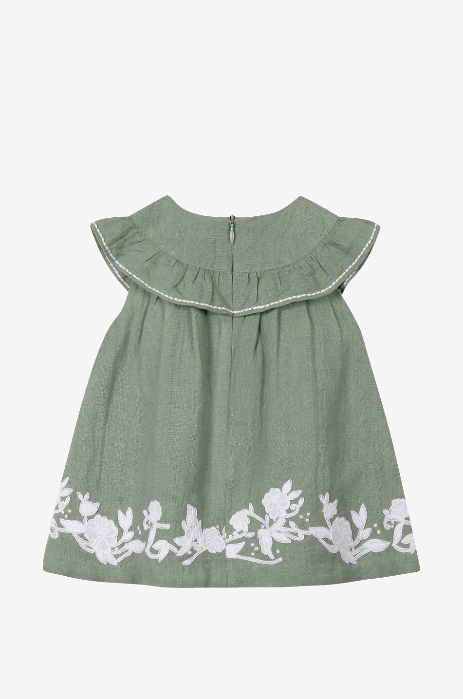 TARTINE ET CHOCOLAT Robe bébé en chambray brodée fleurs Bébé KAKI 2