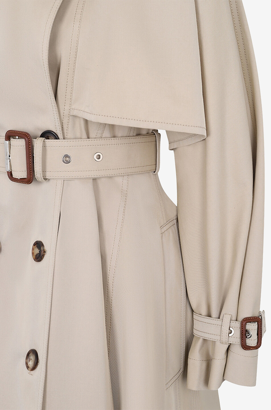 ALEXANDER McQUEEN Trench esprit robe patineuse en gabardine Femme Beige clair 3