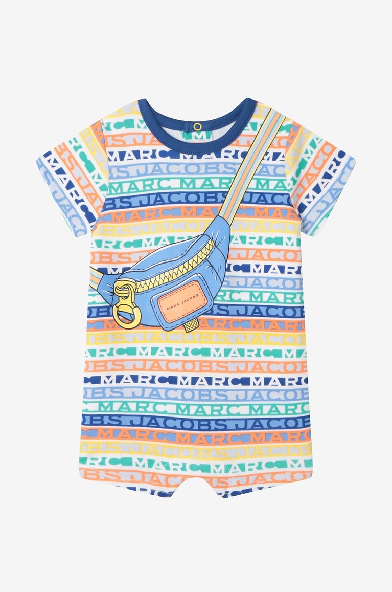 THE MARC JACOBS Logo and Trompe-l'oeil-printed cotton baby onesie Baby MULTI COLOURED 1