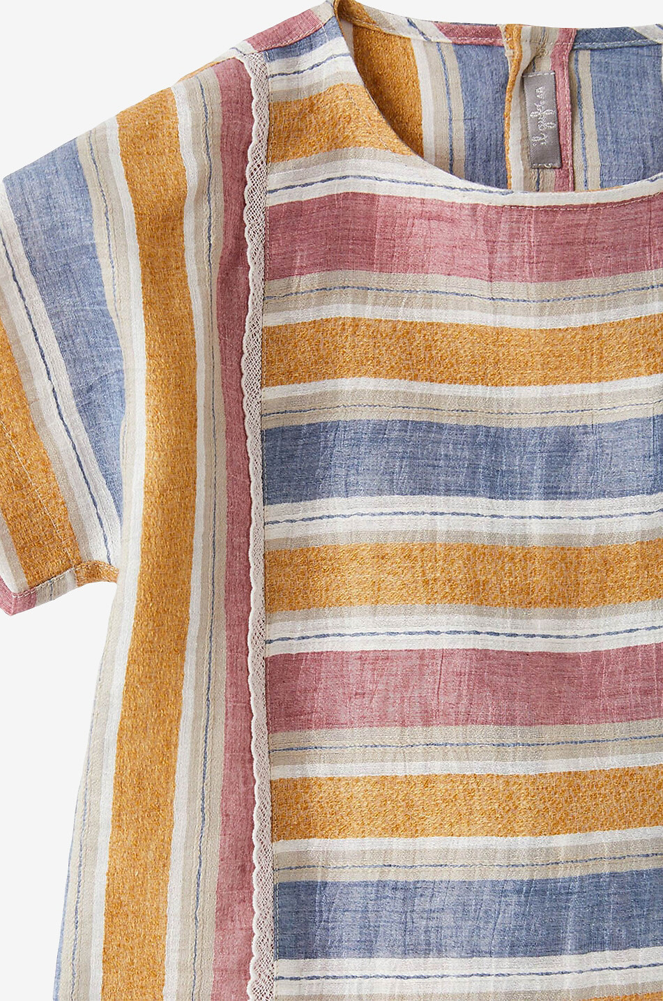IL GUFO Gestreifte Mädchen-Kurzarm-Bluse aus Jacquard Mädchen BUNT 3