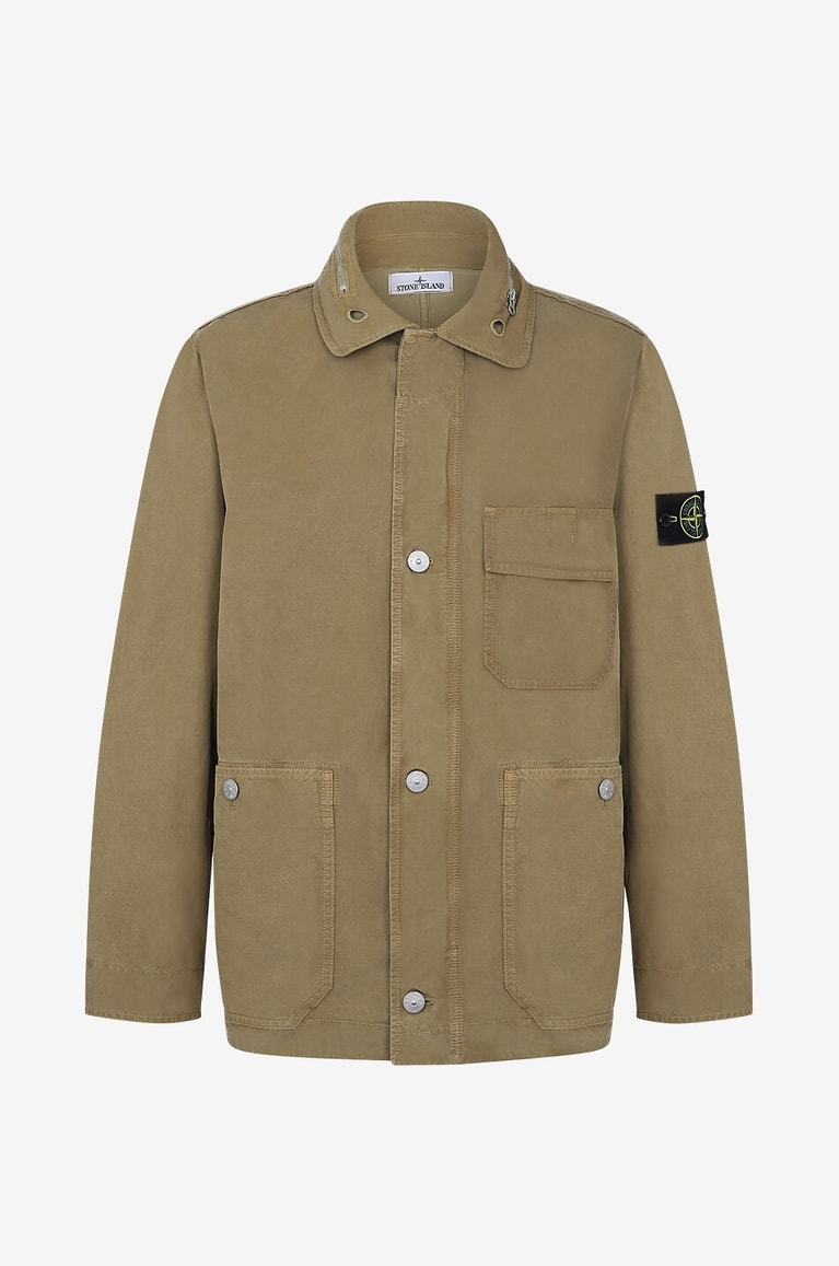 STONE ISLAND Hemdjacke aus Used-Look-Gabardine mit Kapuze Herren [akeneo-beigefonce] 1