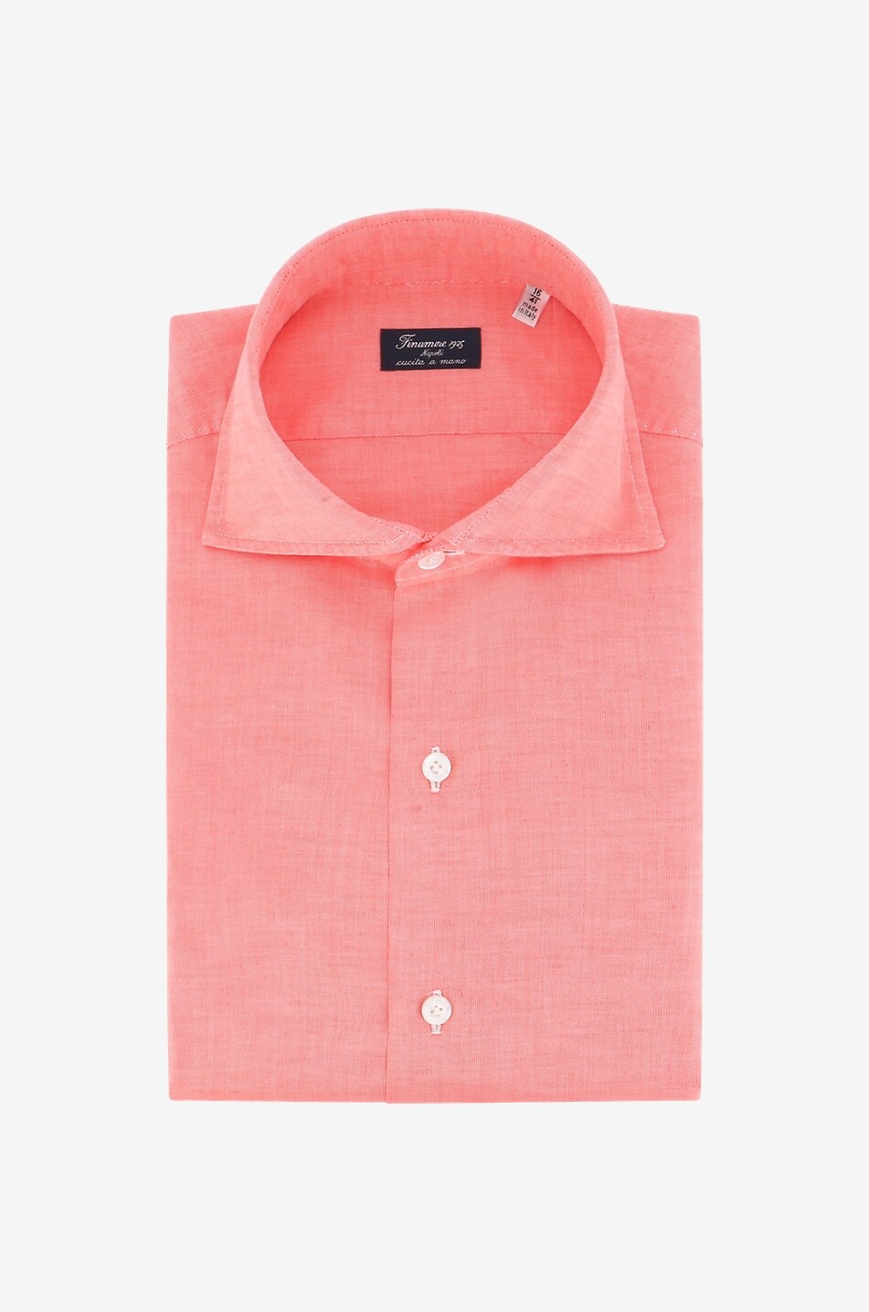 FINAMORE Napoli Fit Carlo Riva linen and cotton long-sleeved shirt Men LIGHT RED 1