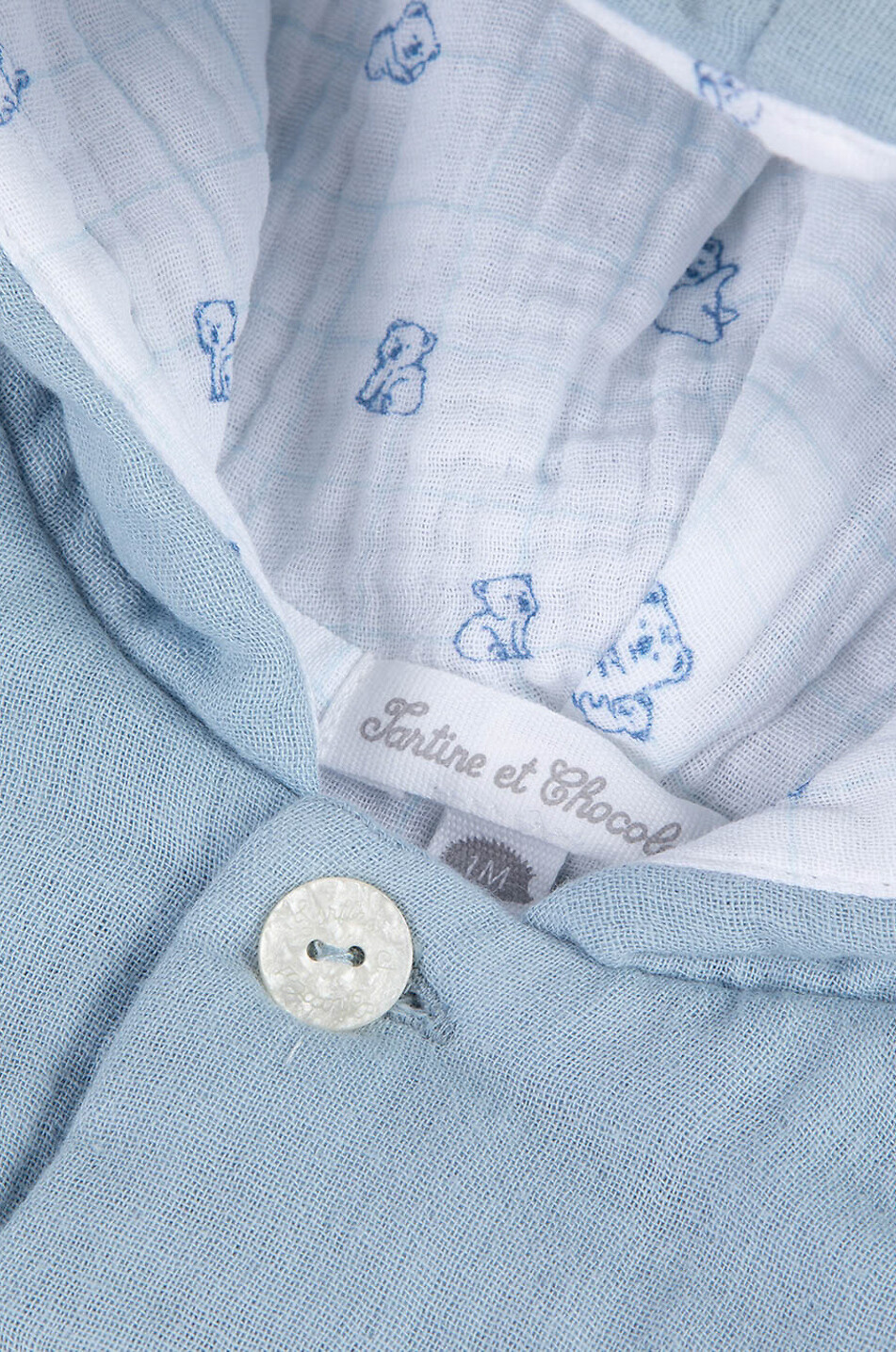 TARTINE ET CHOCOLAT Baby-Baumwoll-Gaze-Mantel mit Kapuze Baby BLAU 3