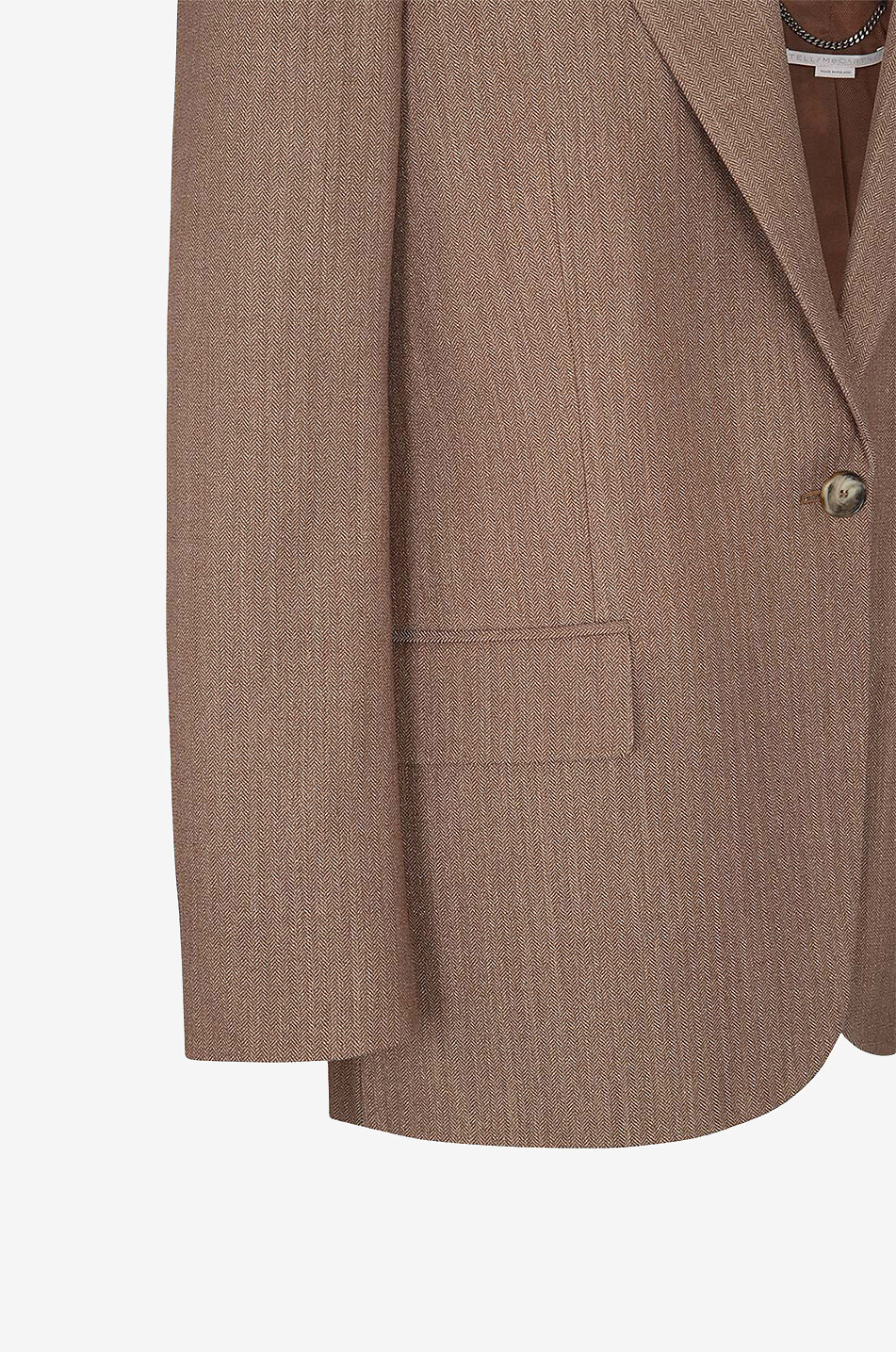 Glittering herringbone patterned wool blend blazer
