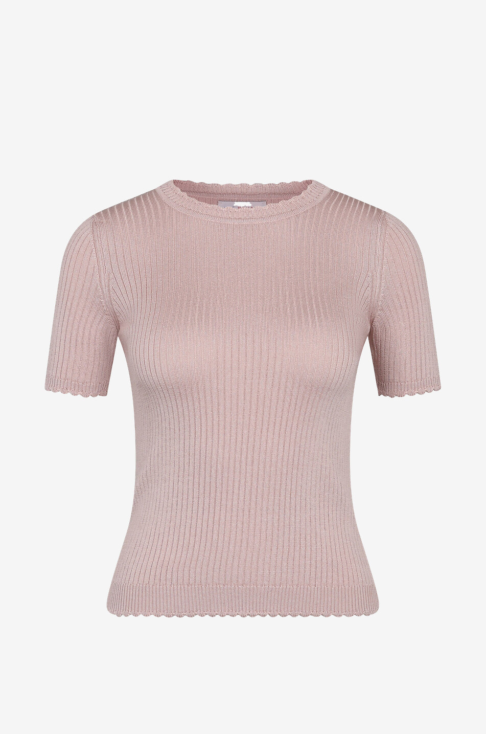 Pull côtelé à manches courtes en soie