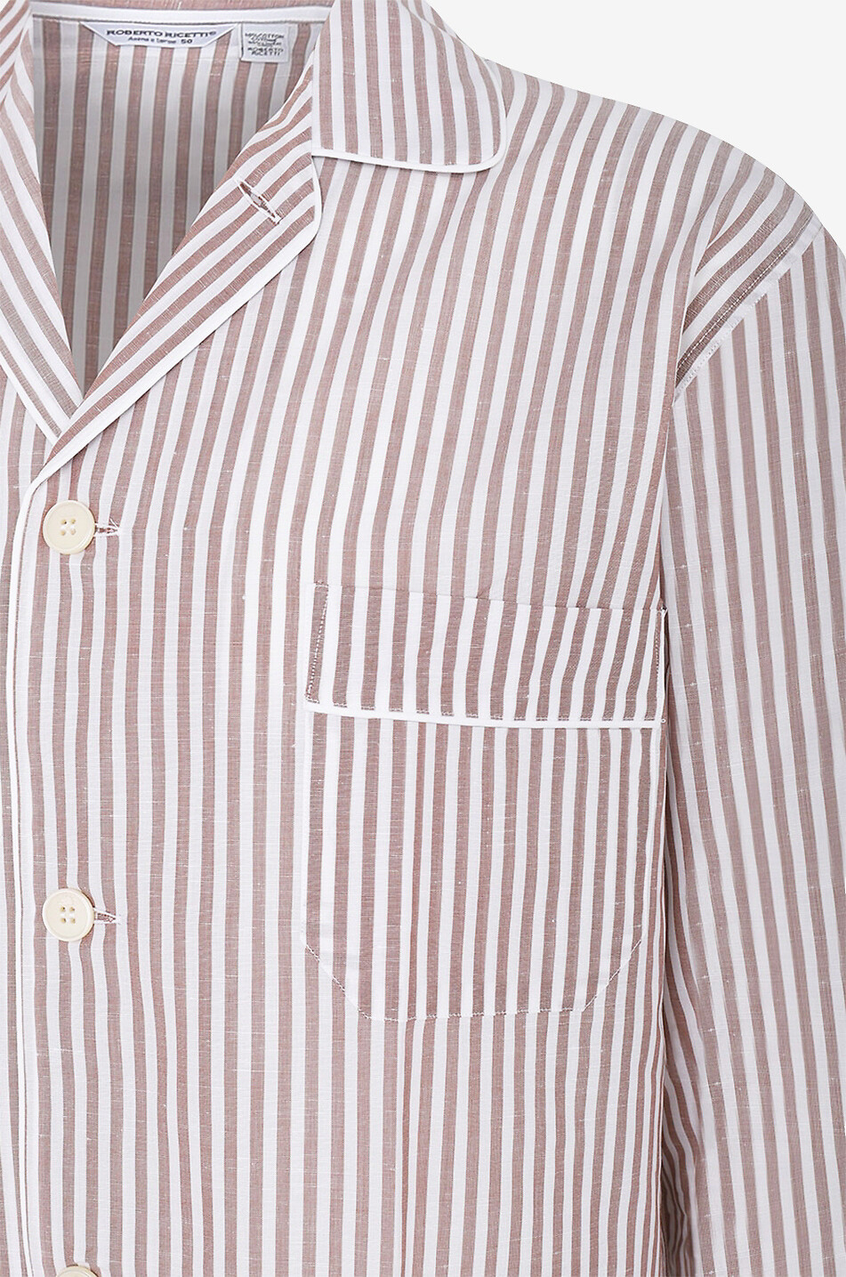 ROBERTO RICETTI Langer Pyjama aus Baumwolle und Leinen Venezia Herren BRAUN 3