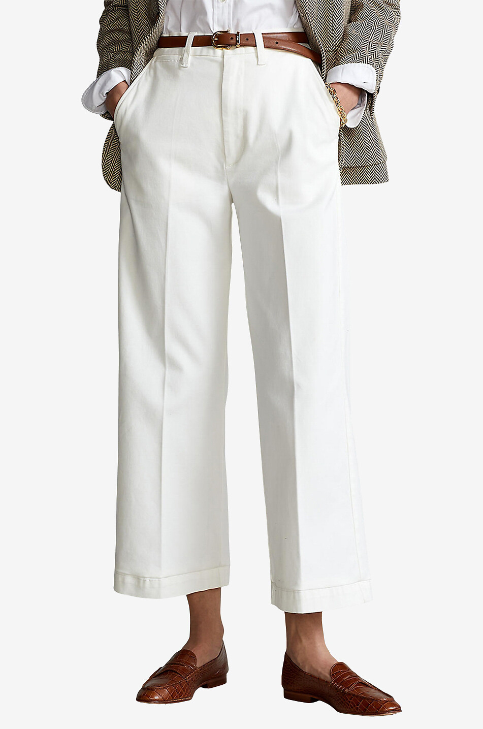 POLO RALPH LAUREN Pantalon chino large raccourci Femme BLANC CASSE 2
