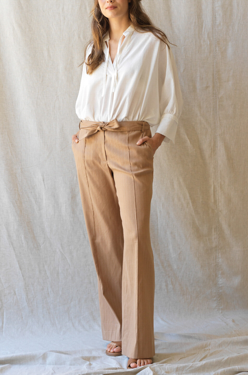 Toni linen and viscose wide-leg trousers