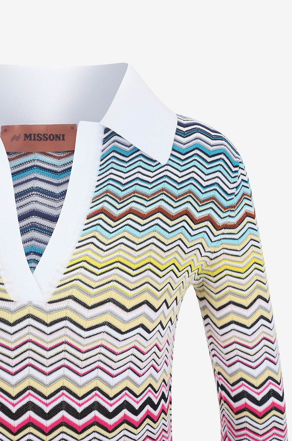 Robe polo évasée en maille à chevrons