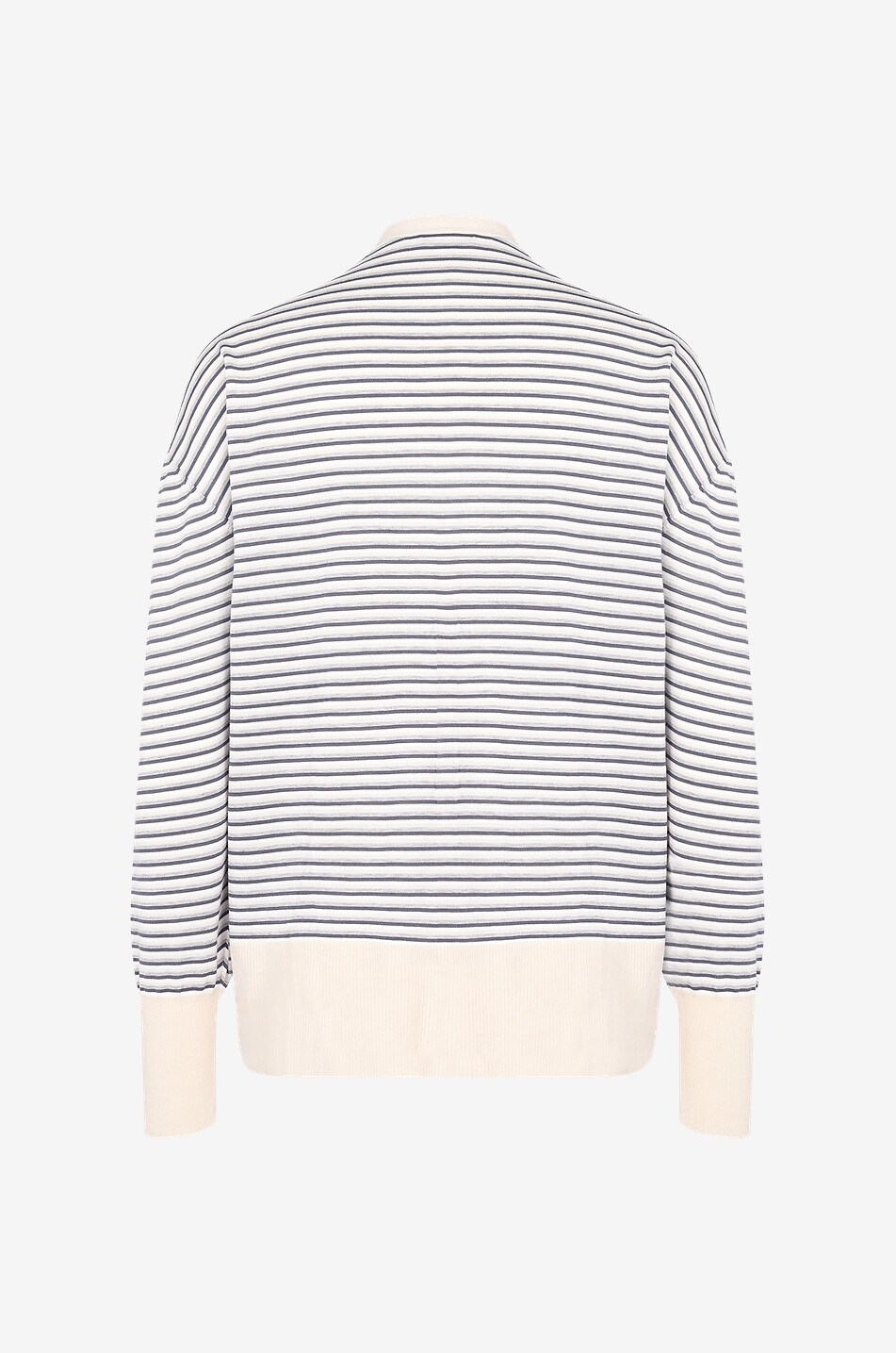 Cardigan bicolore rayé en coton mélangé