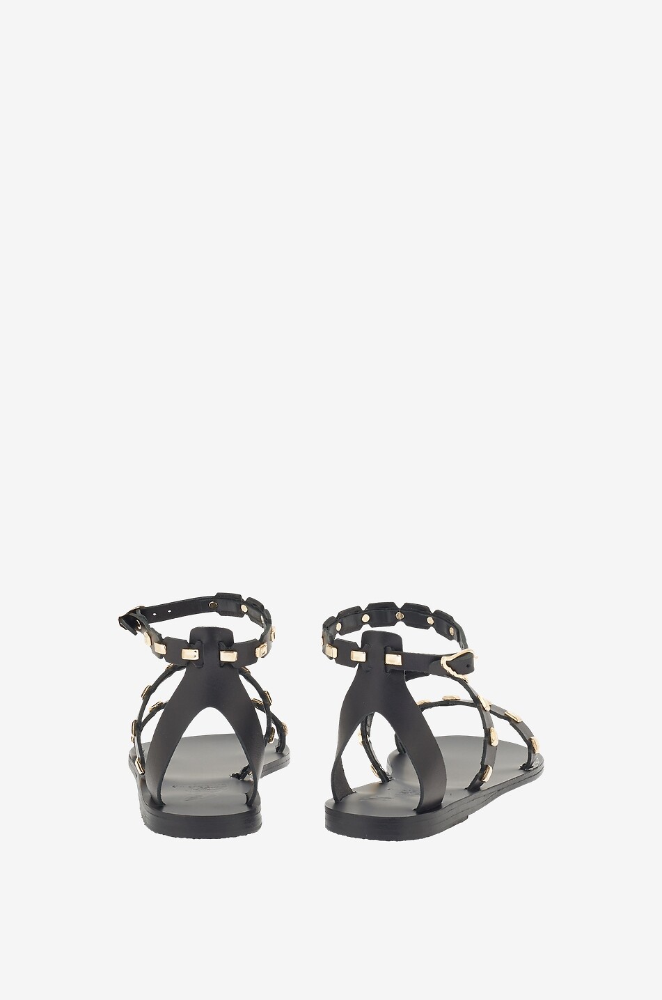 ANCIENT GREEK SANDALS Sandales plates en cuir à clous Coco Femme NOIR 3