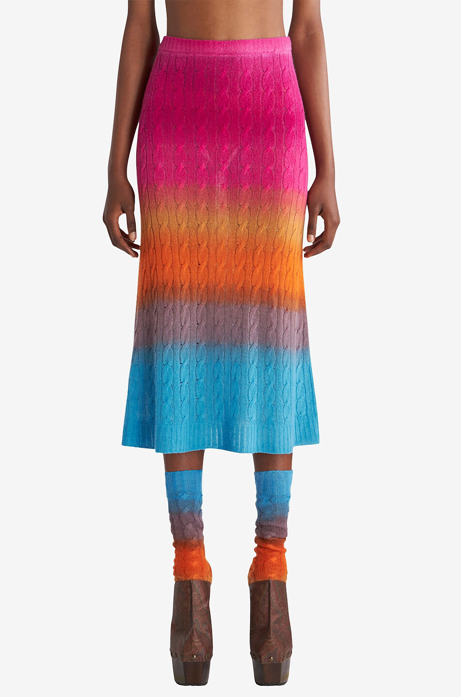 ETRO Stripe adorned midi cable-knit jumper Women MULTI COLOURED 4