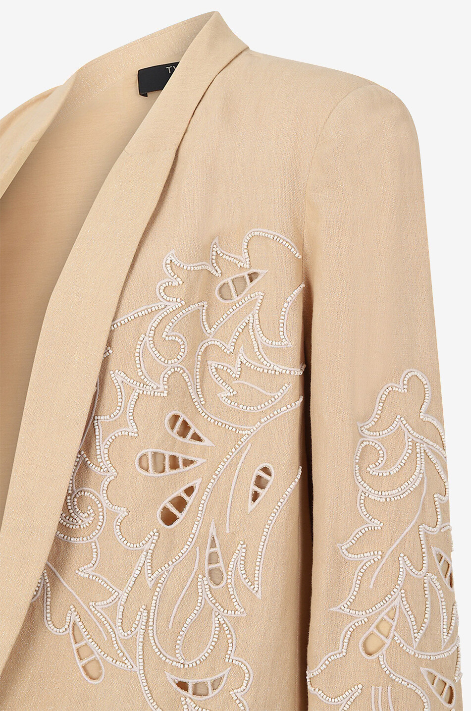 TWINSET Open oversized openwork embroidered blazer Women Medium beige 3