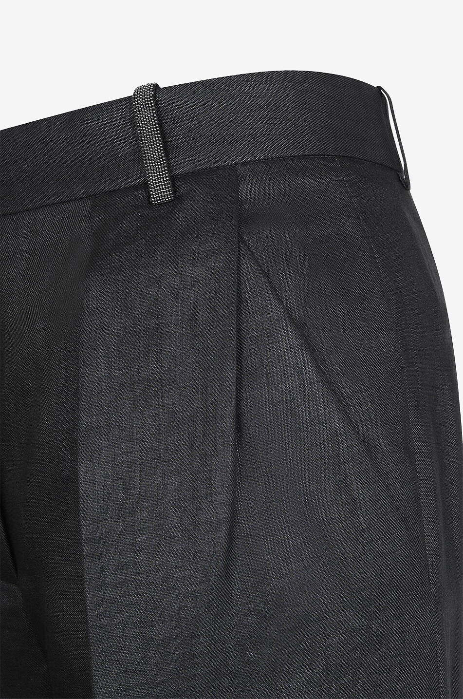 Pantalon à pinces large en sergé de lin brillant